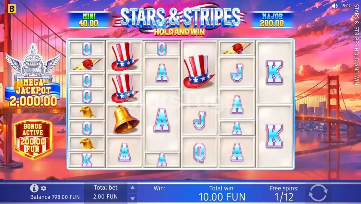 Free Spins da Stars & Stripes Hold and Win com Wilds multiplicadores em ação