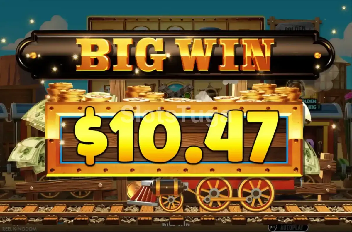 Tela de grande vitória na slot Steamin Reels com multiplicador alto