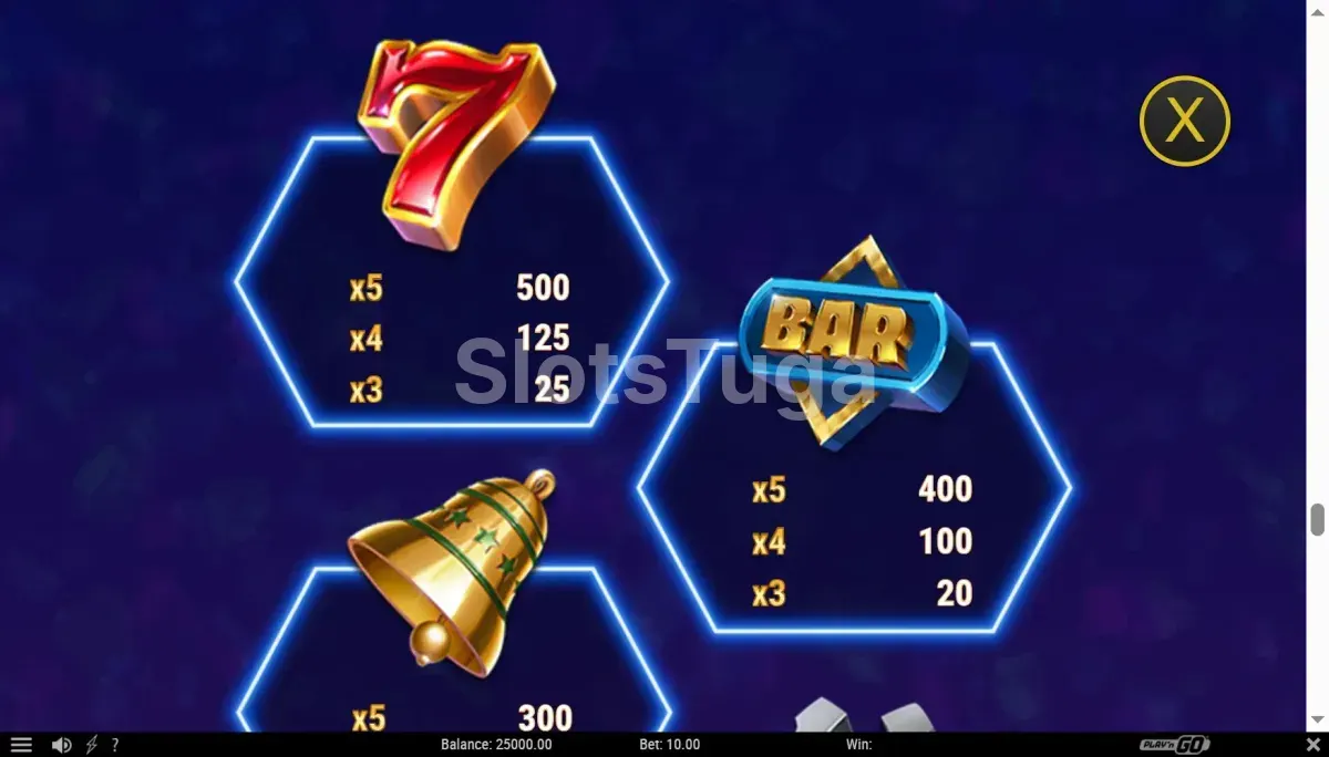 Tabela de pagamentos completa da slot Stepping Diamonds da Play'n GO