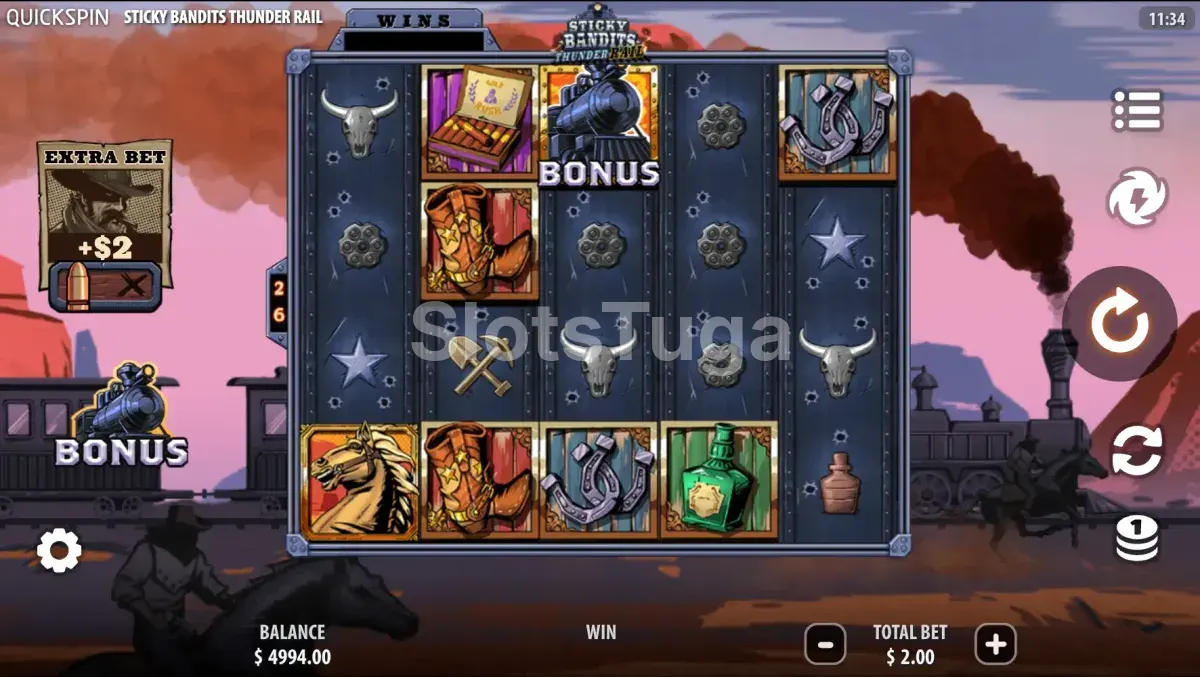 Jogo base da Sticky Bandits Thunder Rail com os bandidos nos rolos