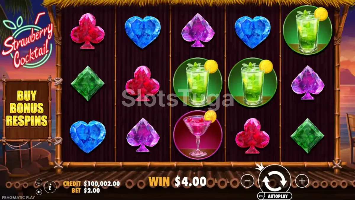 Jogo base da slot Strawberry Cocktail da Pragmatic Play