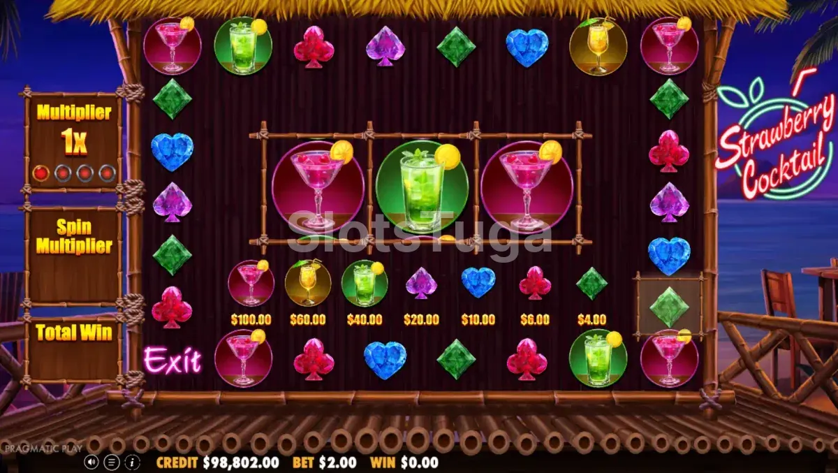 Rodada de bônus da slot Strawberry Cocktail em ação