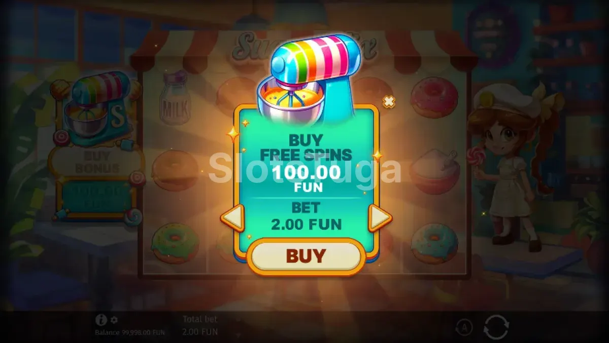 Tela de compra de bônus da Sugar Mix com opções de entrada