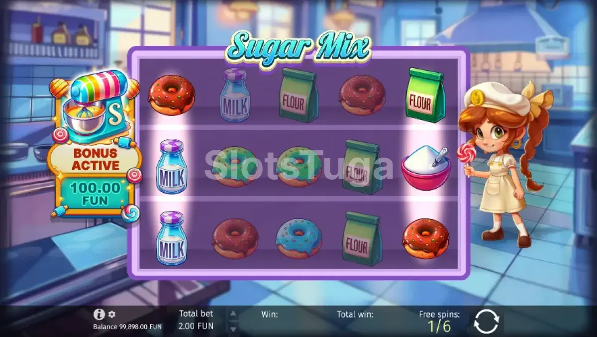 Rodadas grátis da Sugar Mix com o recurso Swap em ação