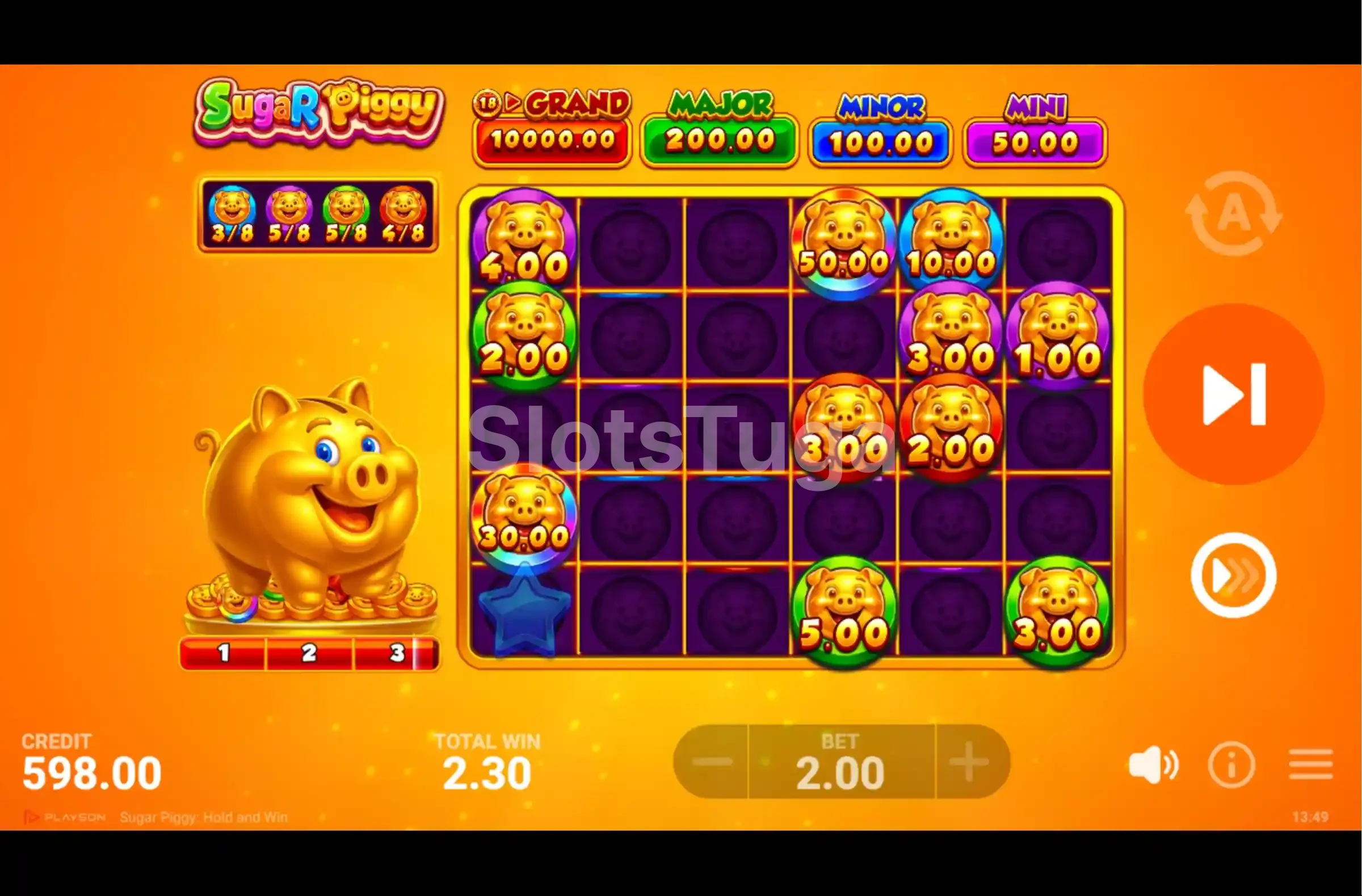 Rodadas grátis em andamento na slot Sugar Piggy