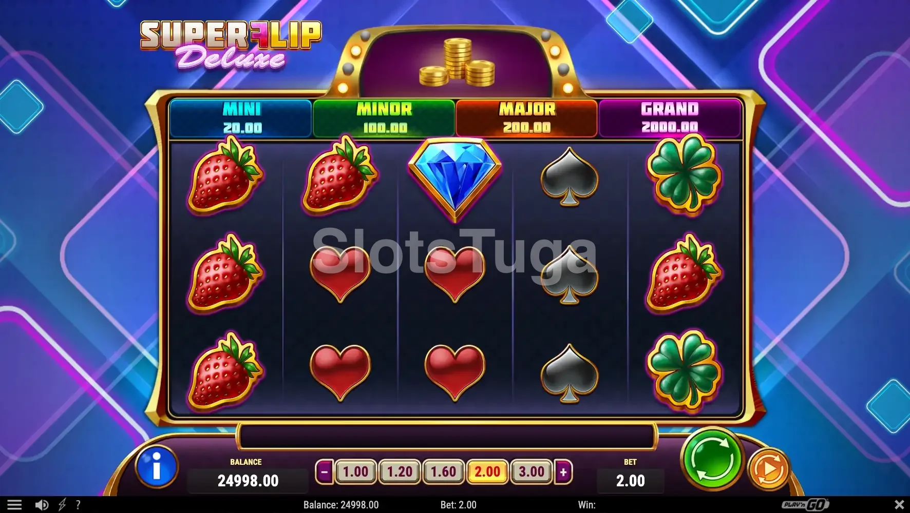 Jogo base da Super Flip Deluxe com símbolos clássicos nos rolos
