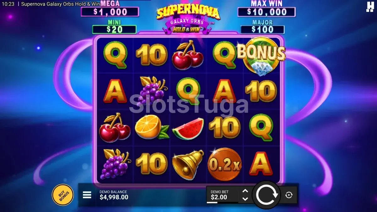 Jogo base da slot Supernova Galaxy Orbs em ação