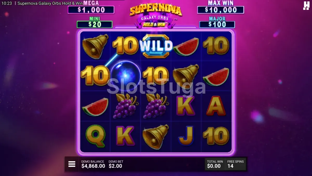 Rodadas grátis da slot Supernova Galaxy Orbs com Orbs em ação