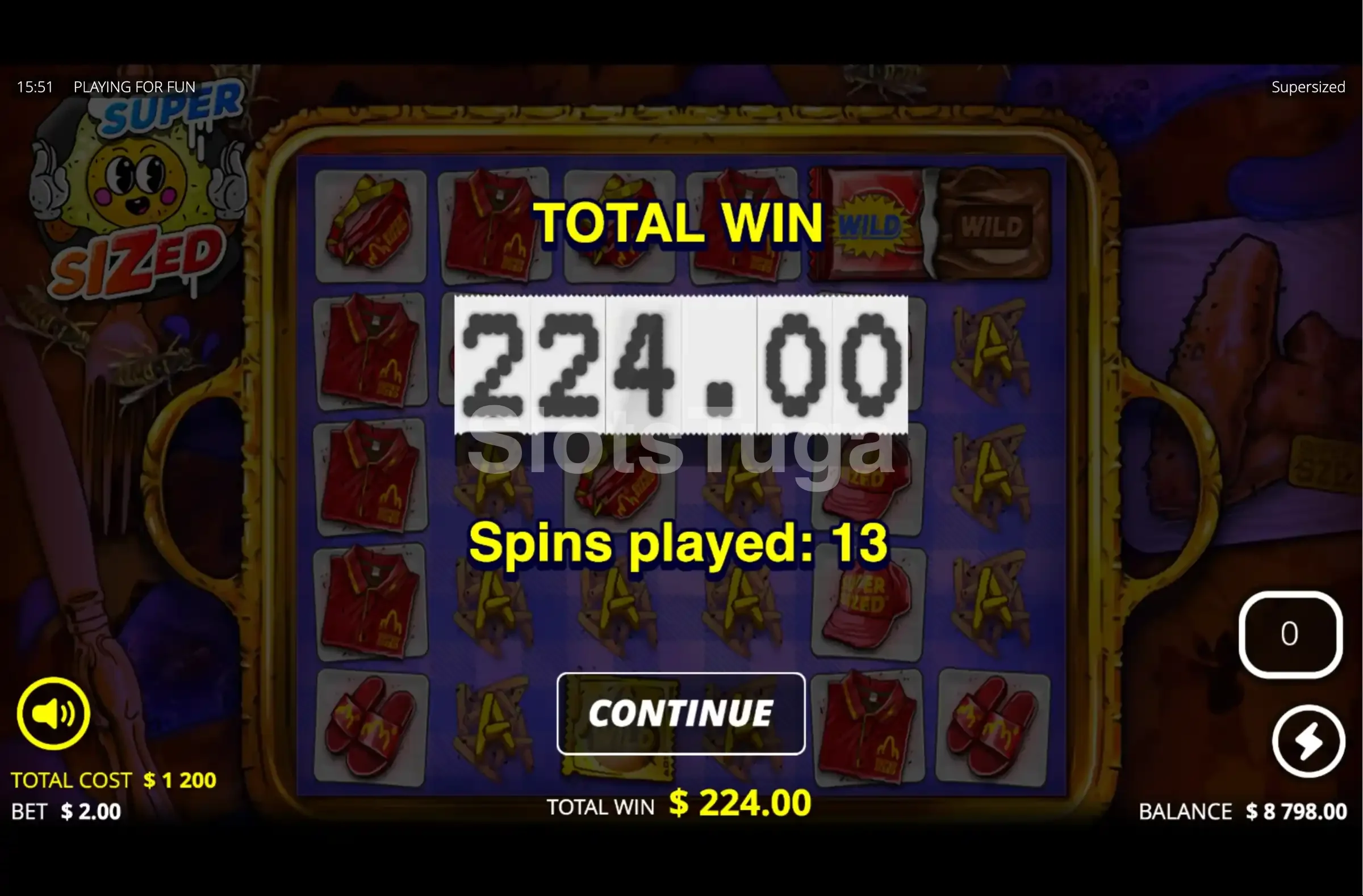 Grande vitória na slot Supersized da Nolimit City com animação especial