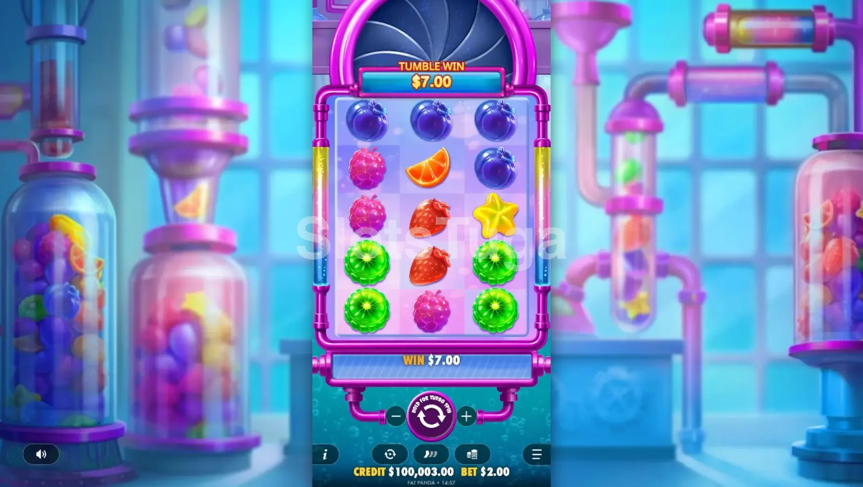 Segunda tela de rodada base do Sweet Burst com símbolos em destaque