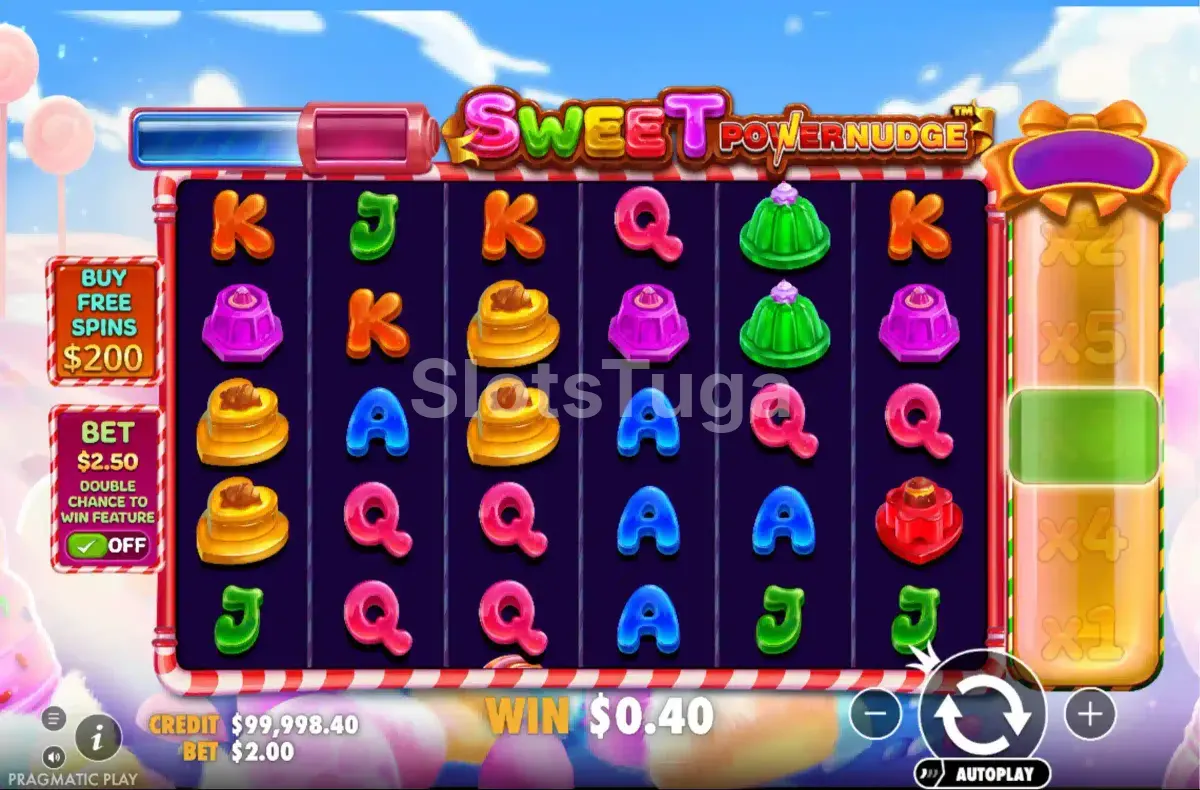 Jogo base do Sweet Powernudge com a mecânica Powernudge em ação