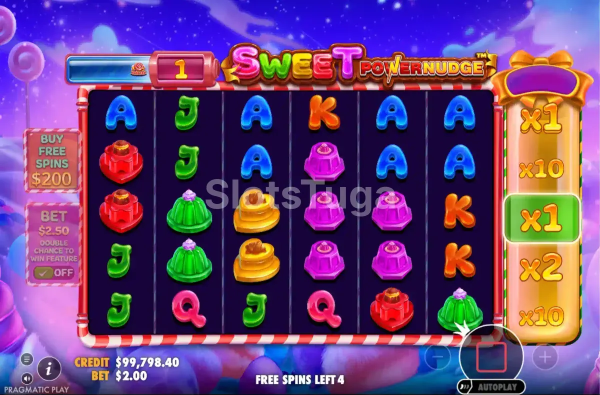 Free spins do Sweet Powernudge com multiplicador crescente