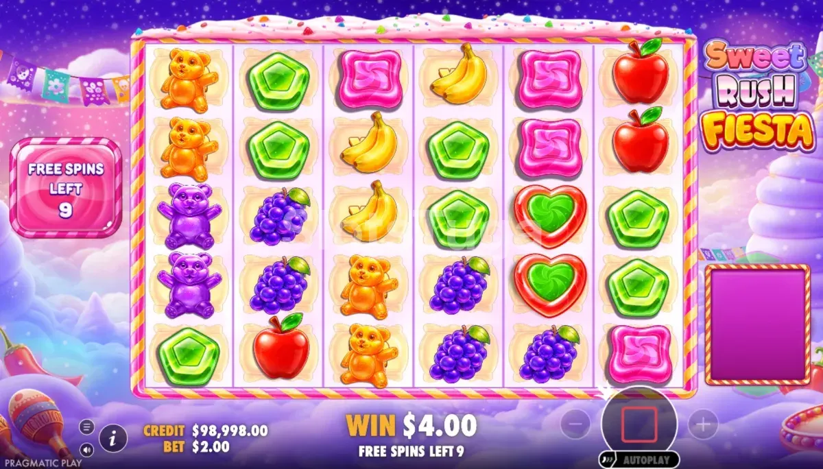 funcionalidade de Free Spins em Sweet Rush Fiesta