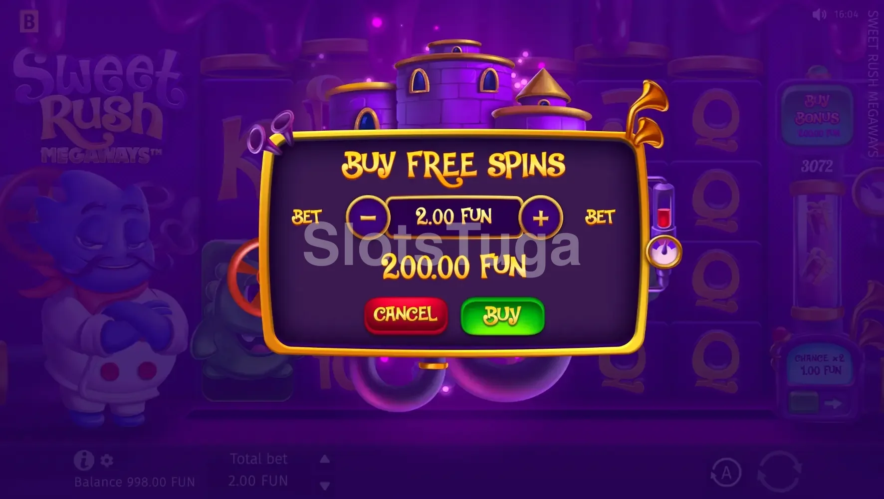 Tela de compra de bônus do Sweet Rush Megaways