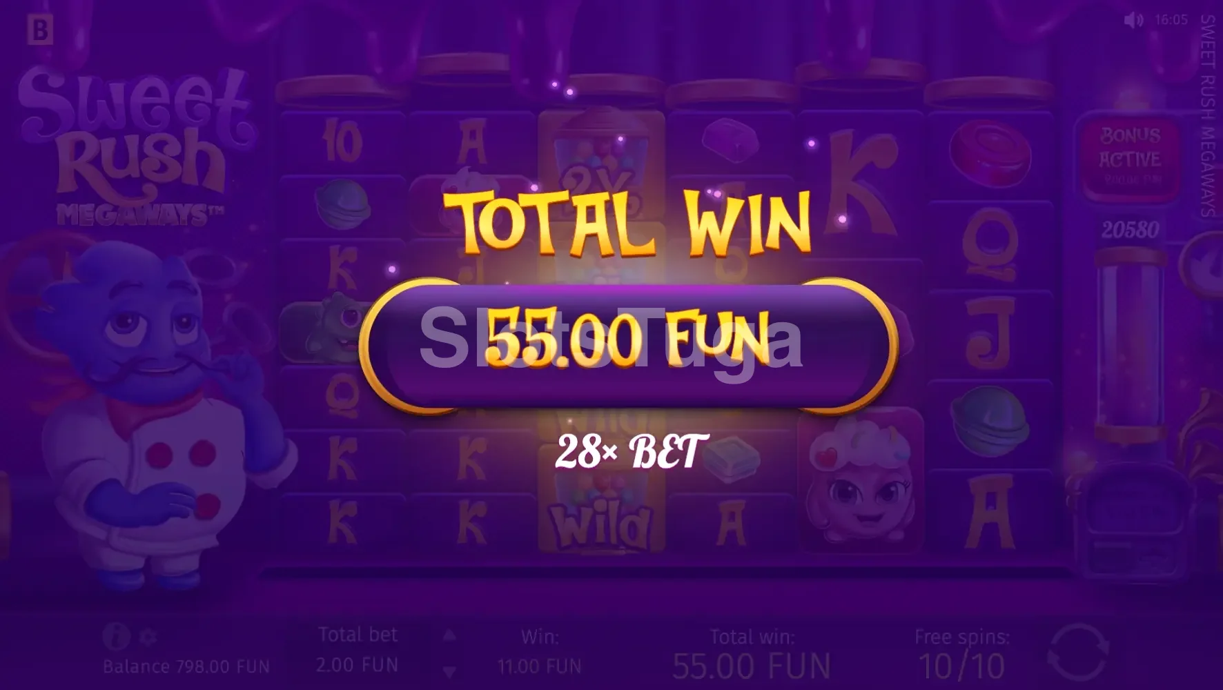 Big win no Sweet Rush Megaways com wilds multiplicadores