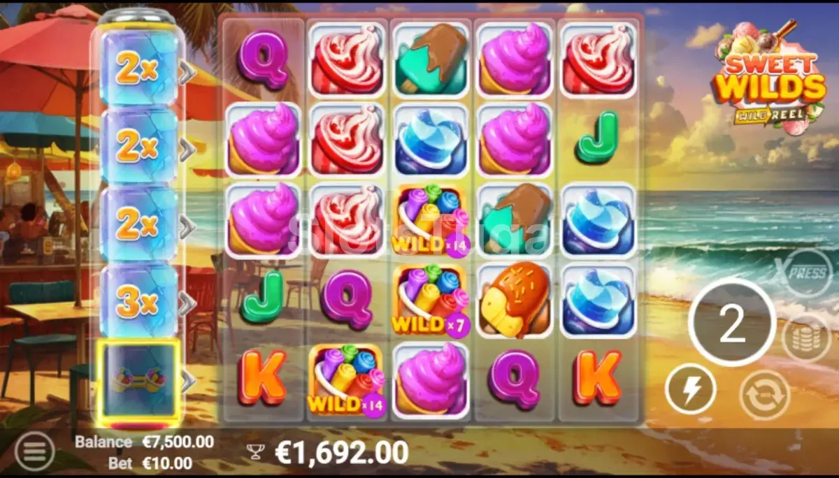 Rodada de giros grátis da Sweet Wilds com Wilds expandidos em ação