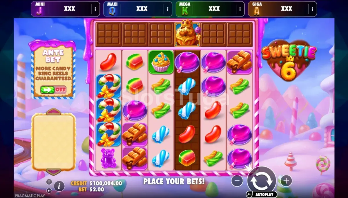 Sequência de tumble em Sweetie 6 com rolos marcados
