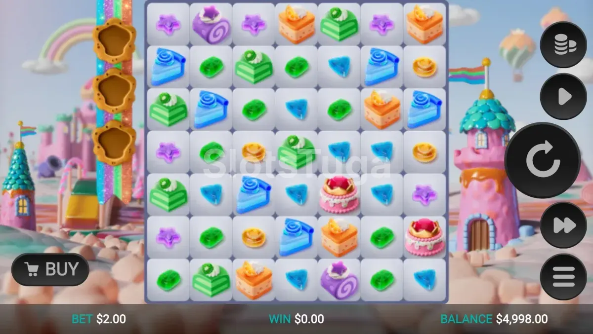 Jogo base da Sweetopia Royale com grid 7x7 colorido