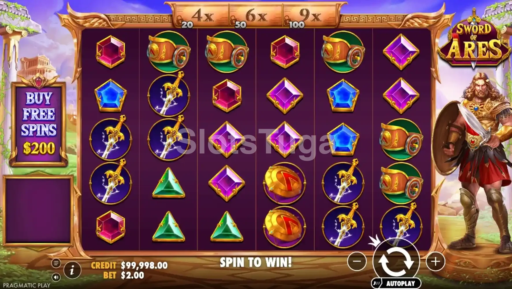 Tela principal do jogo Sword of Ares em ação