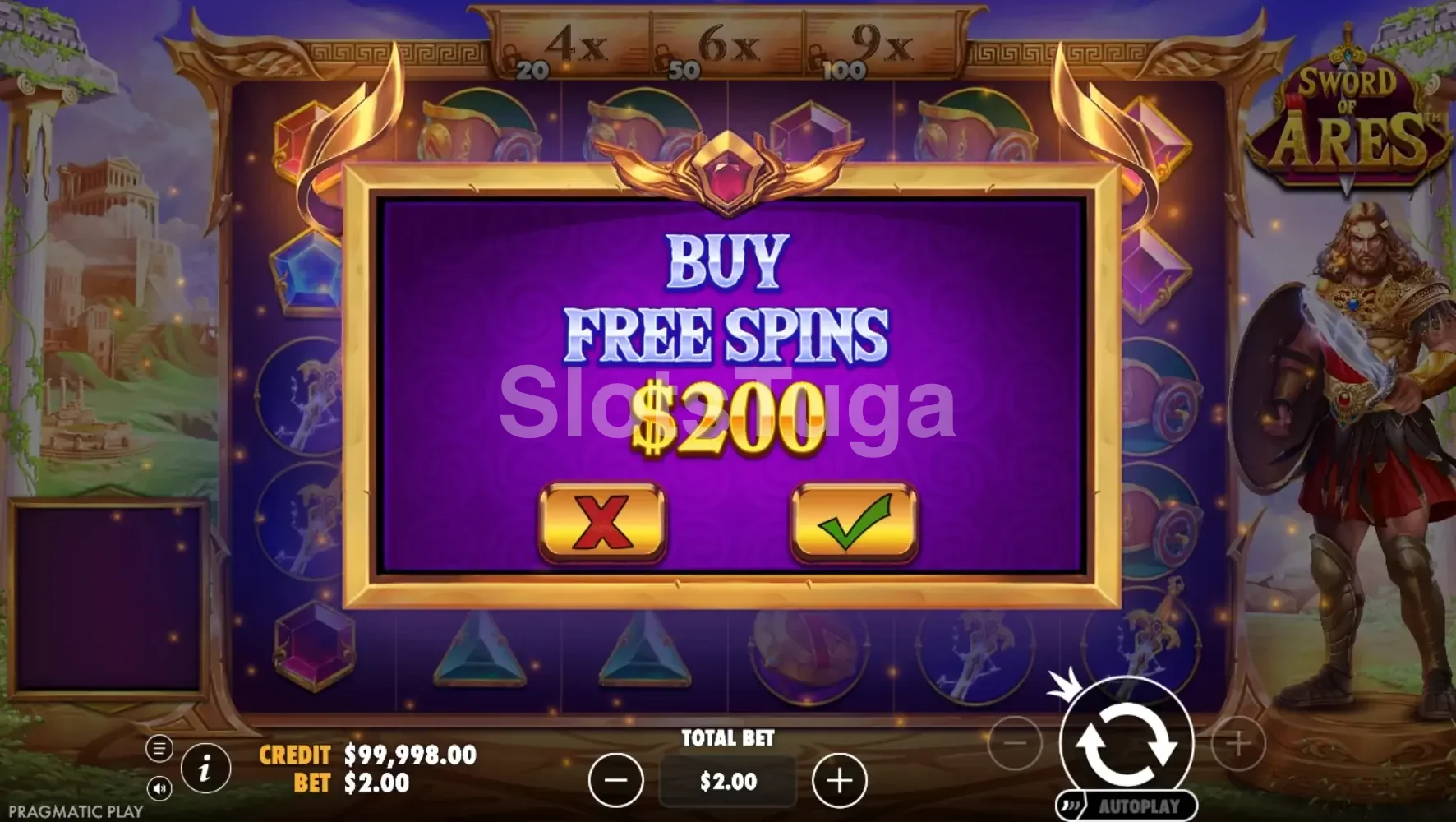 Funcionalidade Bonus Buy no Sword of Ares