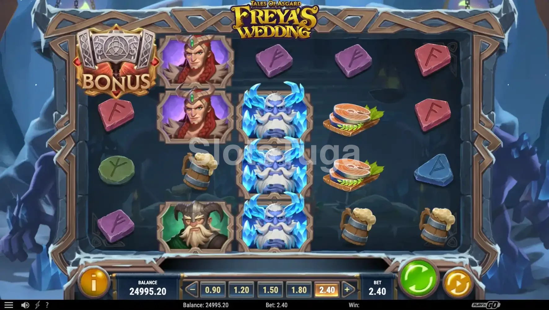Recurso de Thor Wild em movimento durante o bônus do Tales of Asgard Freya's Wedding