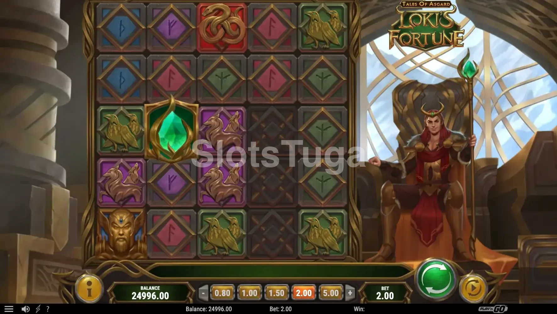 Rodada com símbolos mistério revelados no Tales of Asgard Lokis Fortune