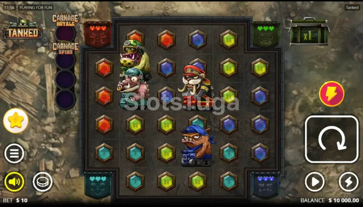 Jogo base da slot Tanked da Nolimit City