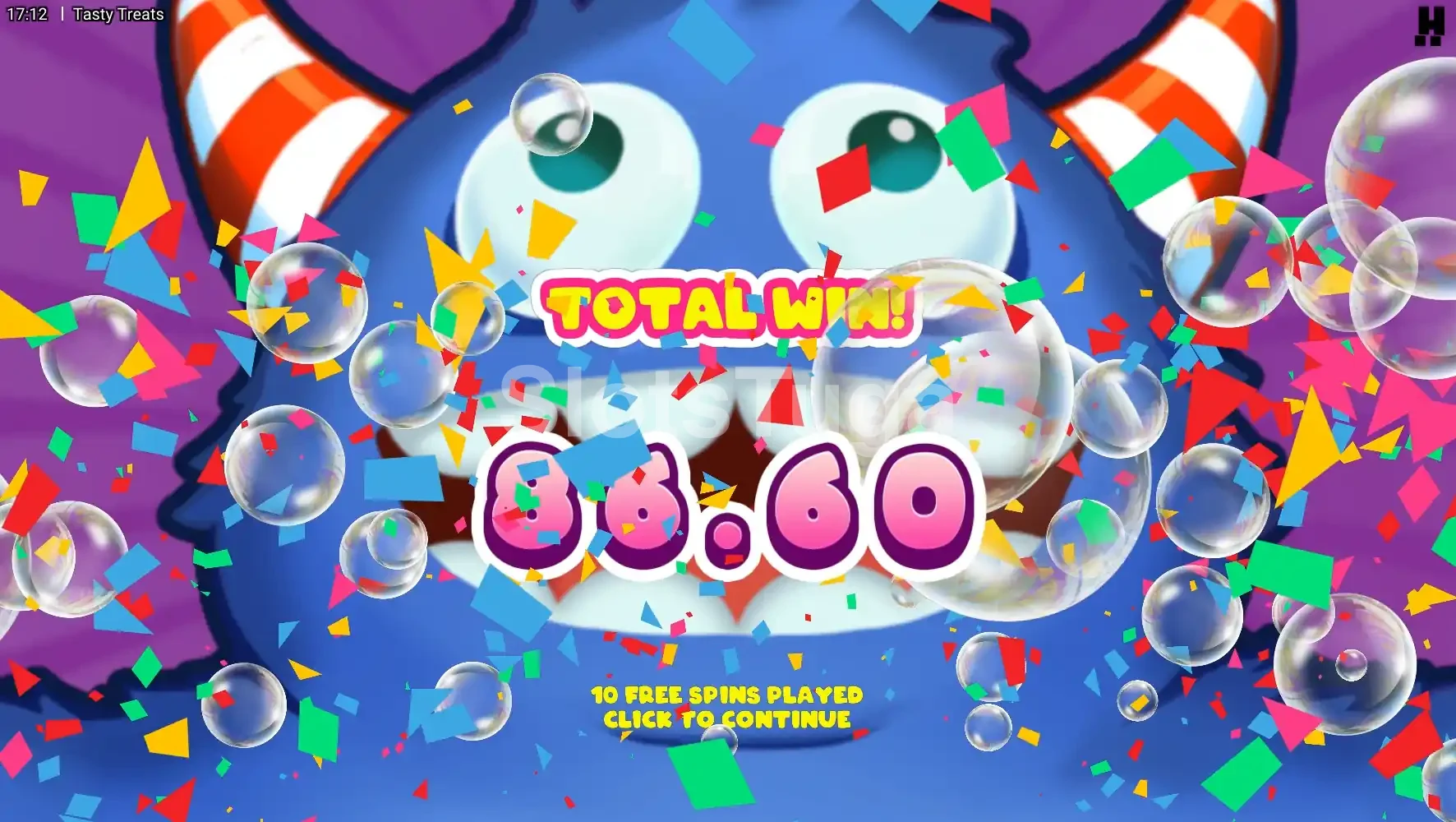 Grande vitória na slot Tasty Treats com multiplicadores empilhados
