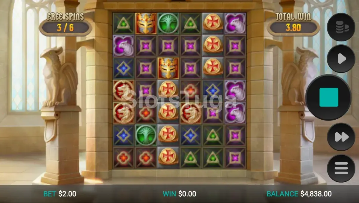 Rodadas grátis da Templar Tumble com grade completa