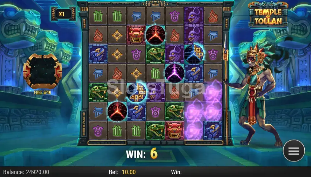 Resultado de rodada especial com multiplicadores no Temple of Tollan