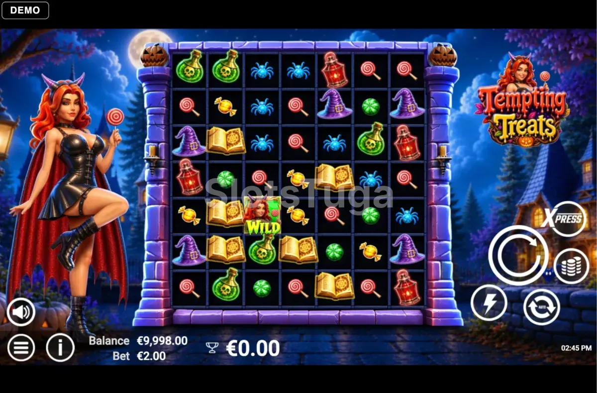Jogo base de Tempting Treats com a grelha de 7x7 preenchida