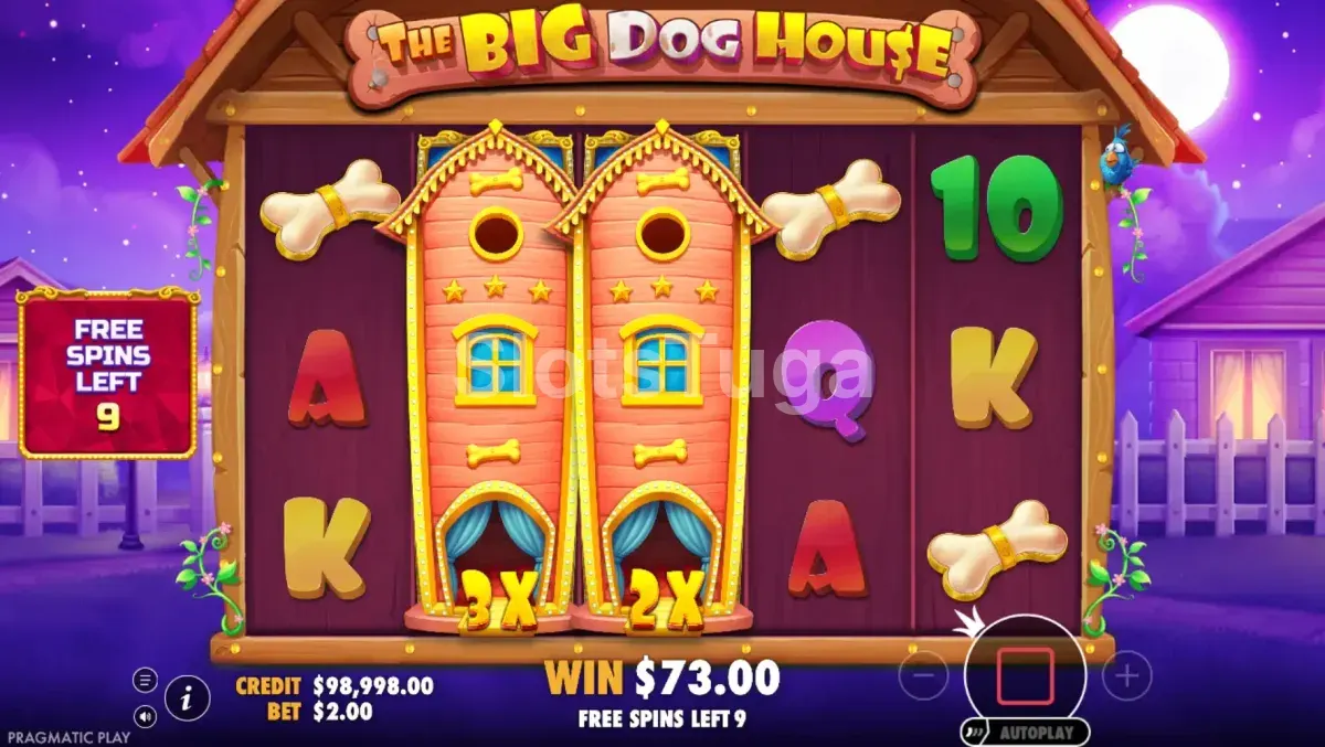 Rodadas grátis em andamento na slot The Big Dog House da Pragmatic Play