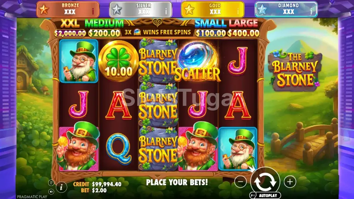 Segundo visual do jogo base de The Blarney Stone com símbolos especiais