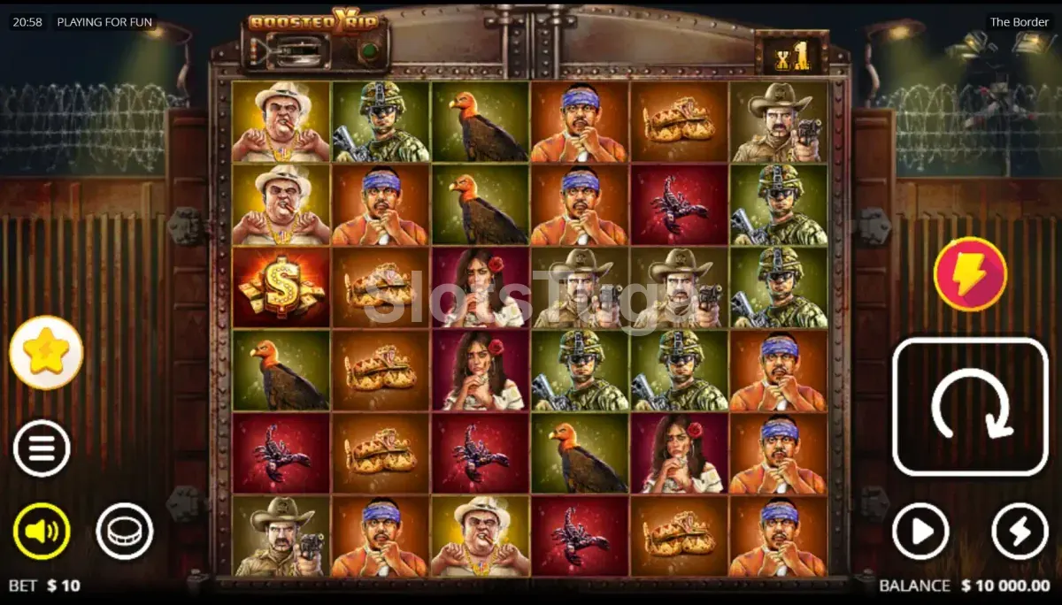 Jogo base de The Border com rouleaux e símbolos temáticos