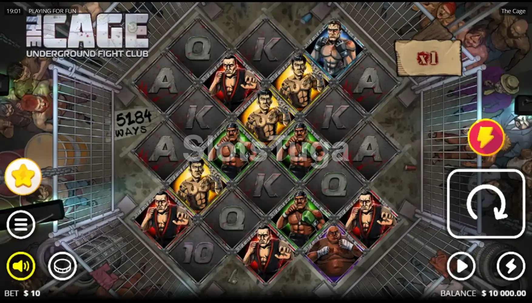 Jogo base da slot The Cage com grade 7x7