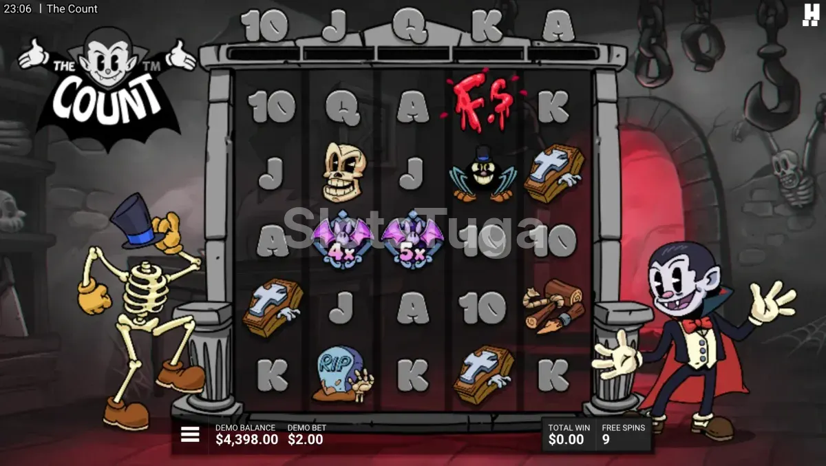 Rodadas grátis do The Count com Wild Bats e multiplicadores ativos