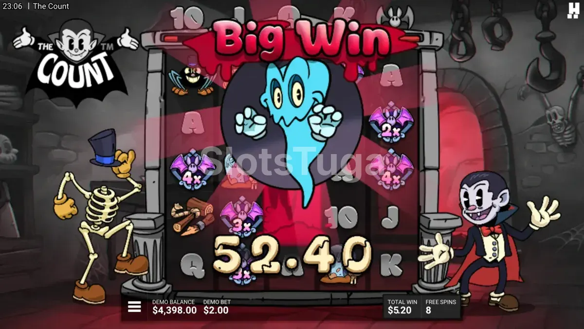 Big win no The Count com multiplicadores combinados em ação