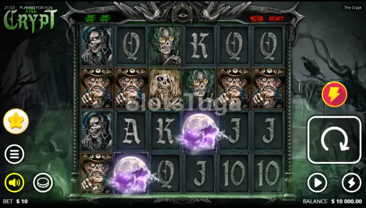 Jogo base do The Crypt com rouleaux e símbolos temáticos de cripta