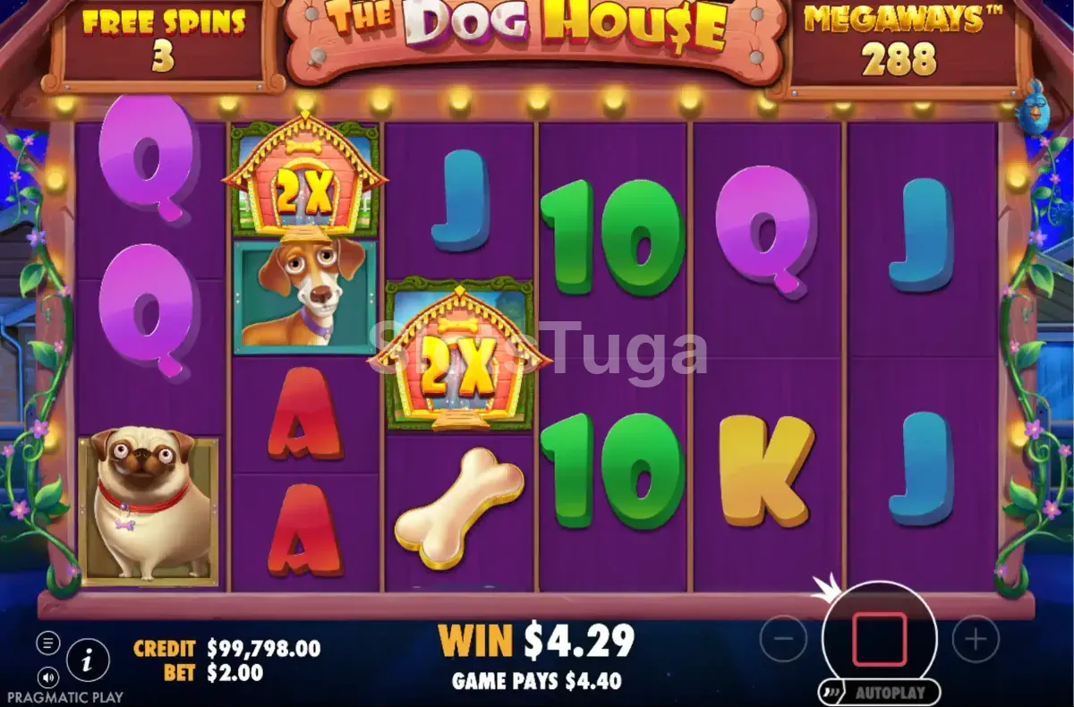 Rodadas grátis ativadas no The Dog House Megaways com wilds pegajosos