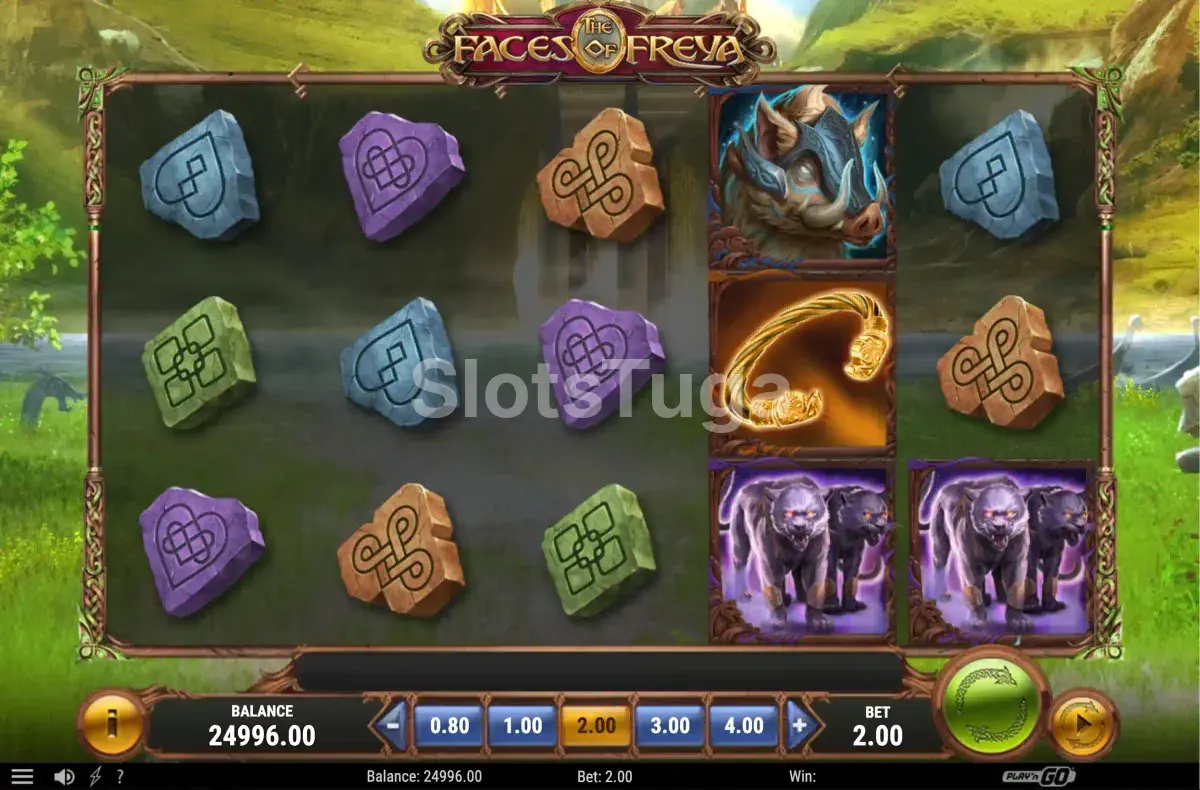 Segunda visualização do jogo base da slot The Faces of Freya em ação