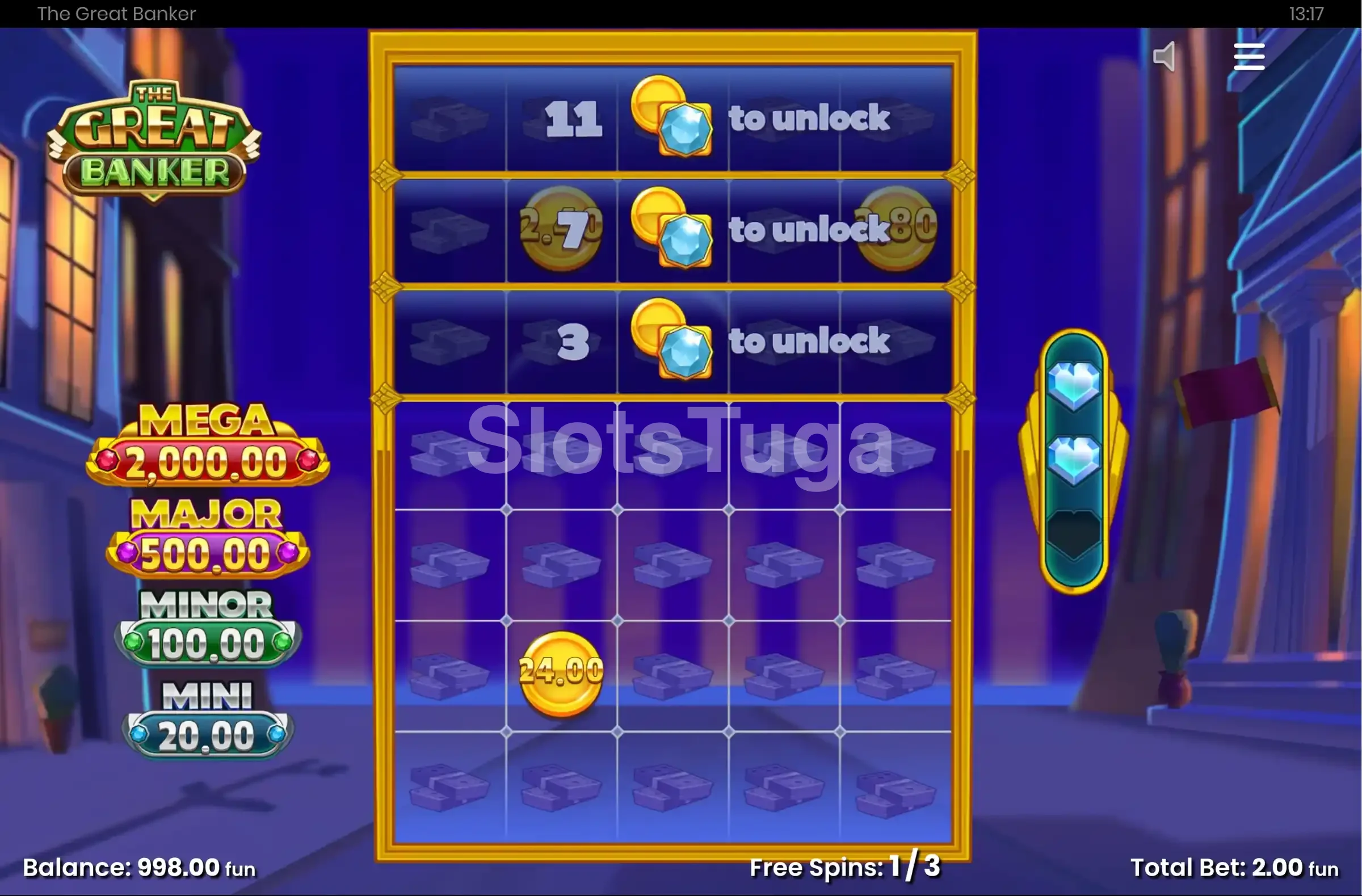 Free spins ativados no The Great Banker com multiplicadores em destaque
