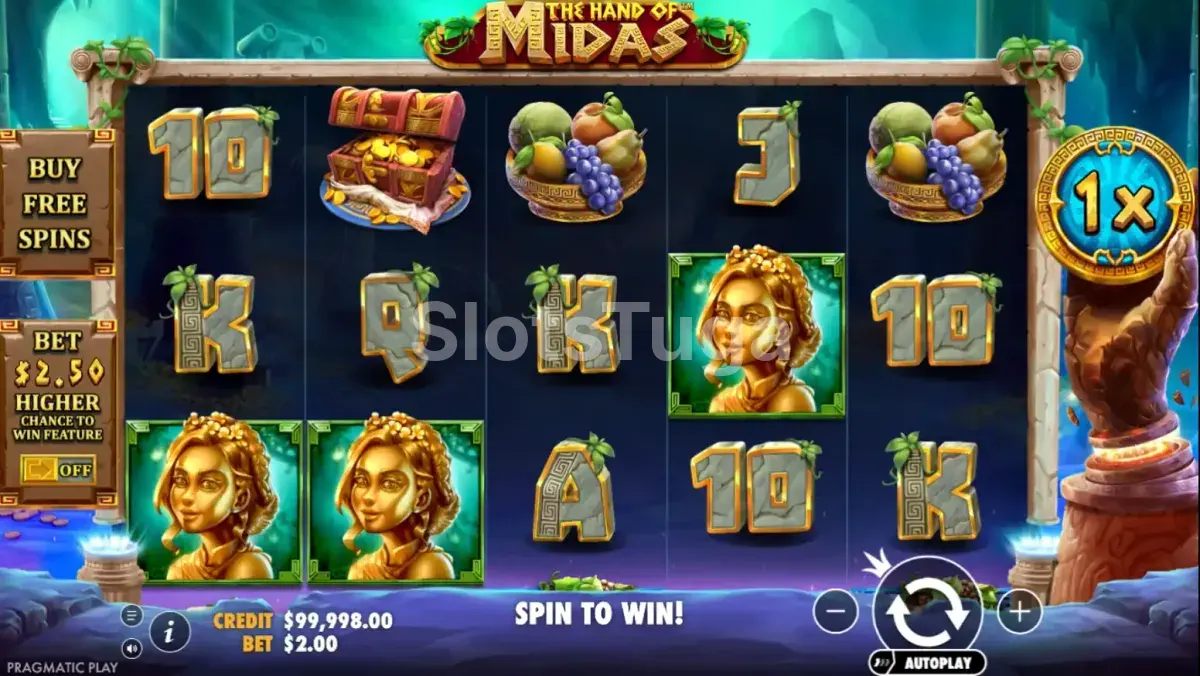 Jogo base da slot The Hand of Midas da Pragmatic Play
