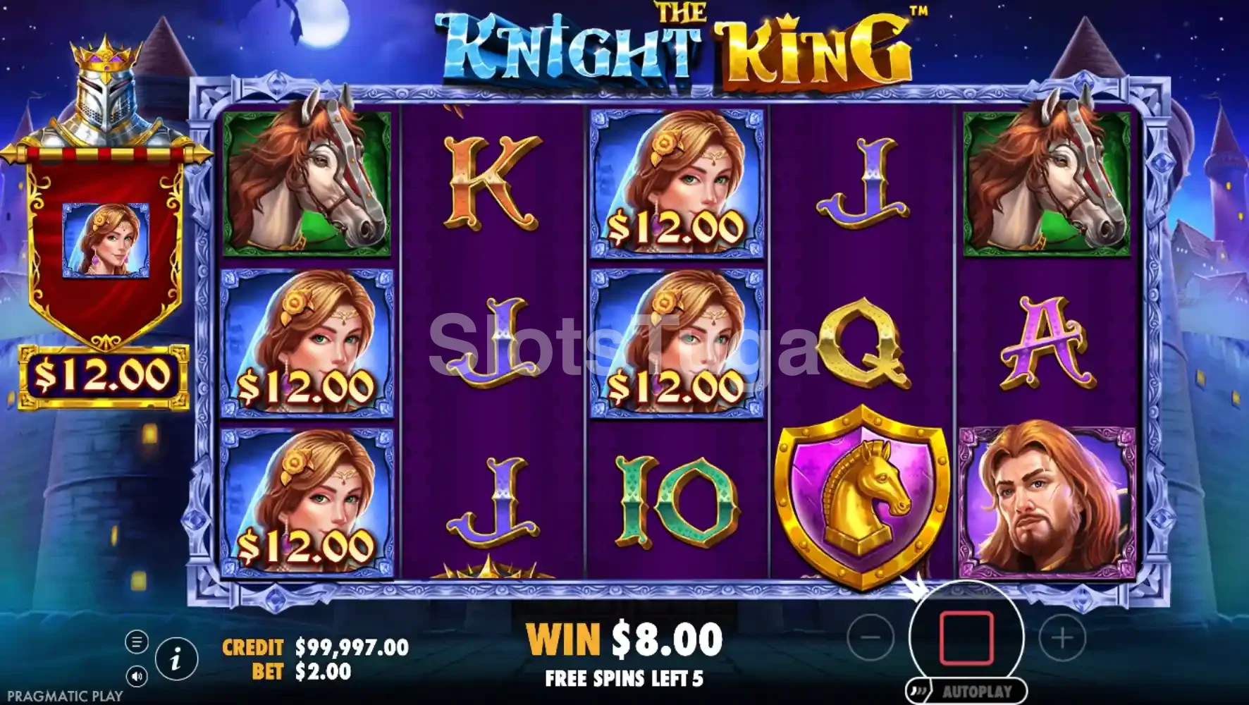 Rodada de giros grátis ativada no The Knight King