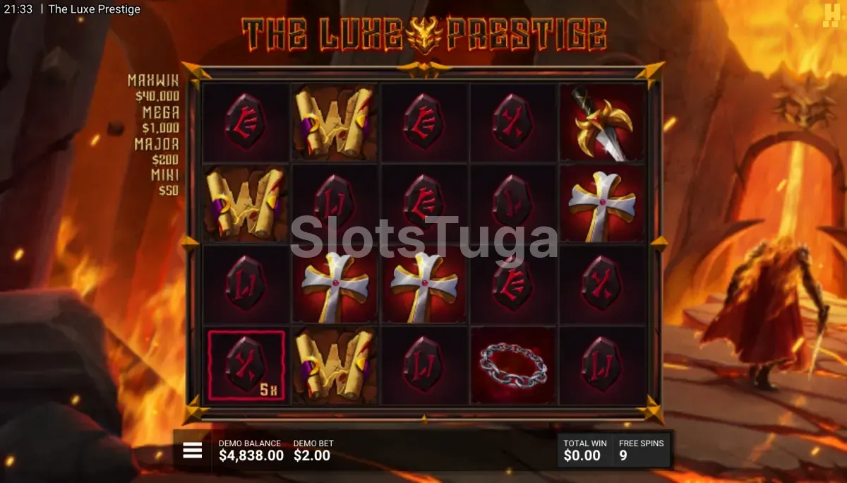 Rodadas grátis CROWN OF FIRE em The Luxe Prestige