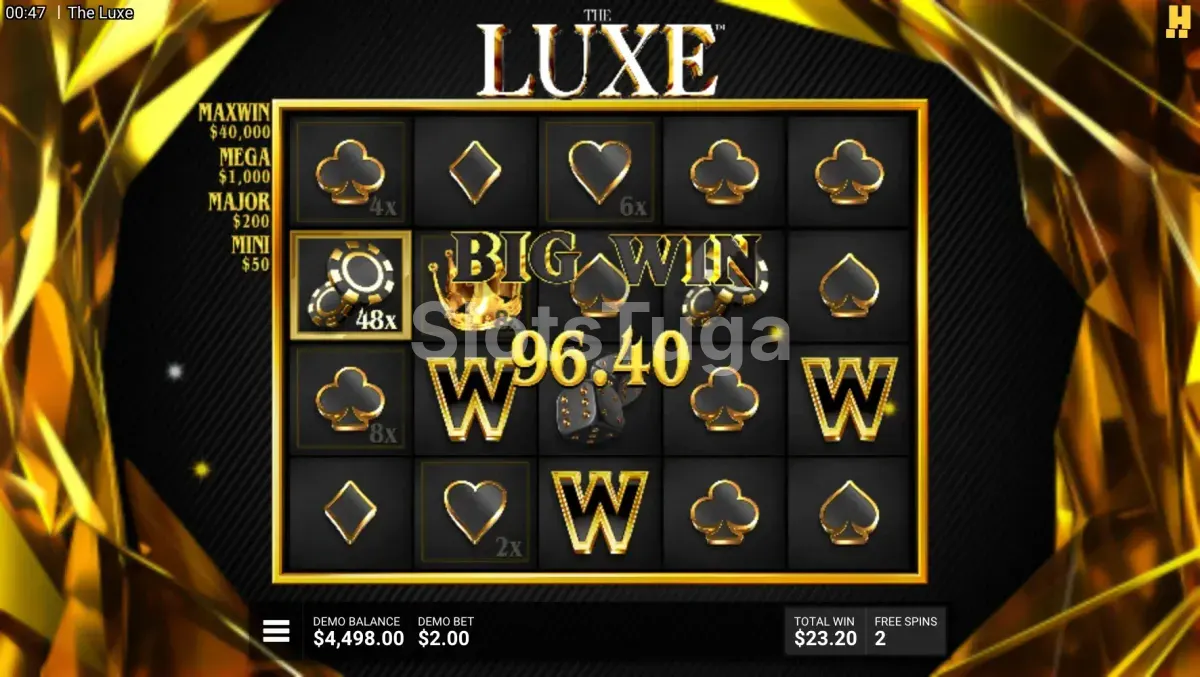 Grande vitória na slot The Luxe com multiplicadores dourados