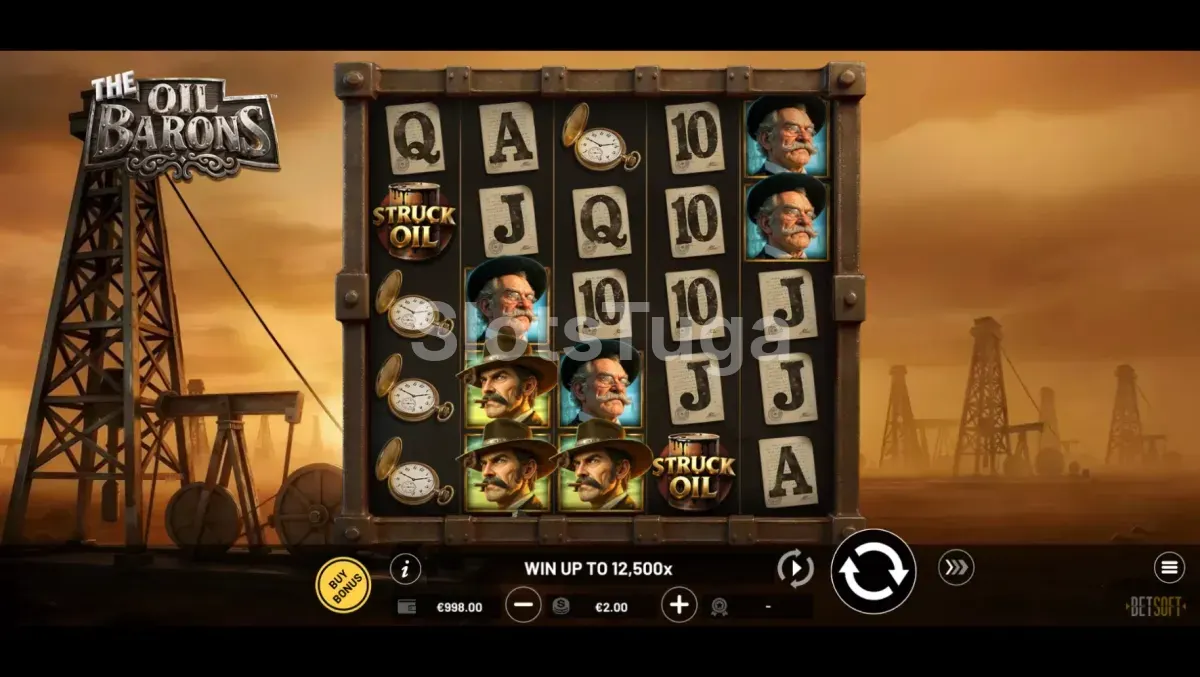 Jogo base de The Oil Barons com os rolos de perfuração