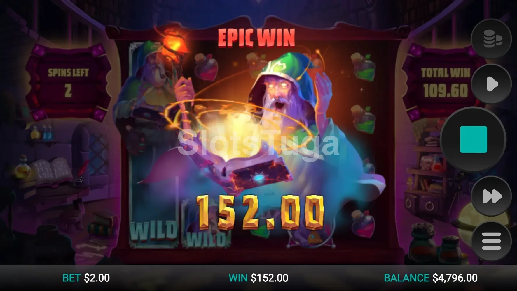 Big win na slot The Sorcerers Shuffle com multiplicador alto
