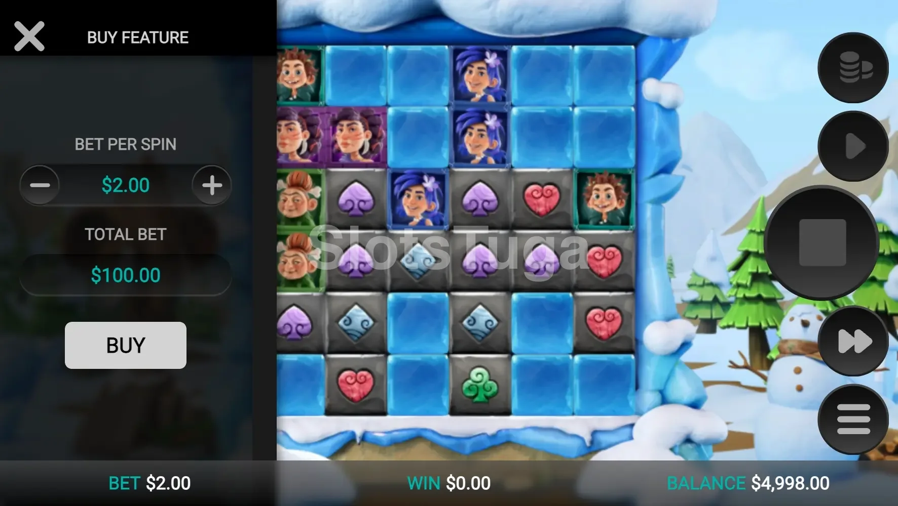 Tela de compra de bônus do The Tumbles com as opções disponíveis