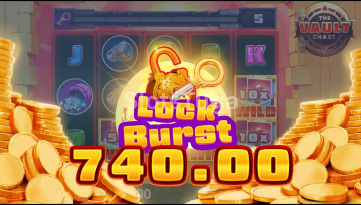 Grande vitória na The Vault Chase com a tela de big win celebrando