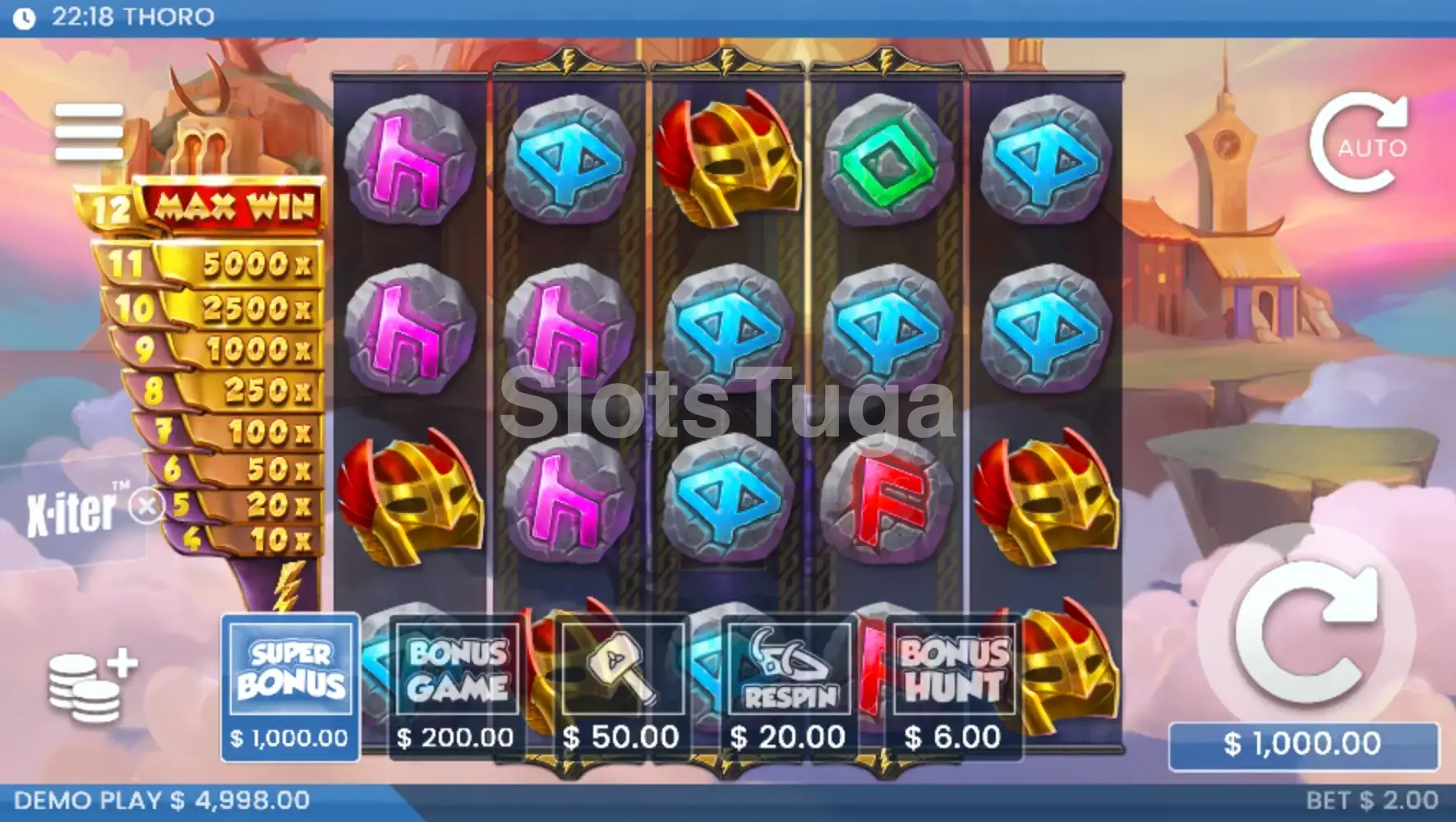 Menu de Bonus Buy do Thoro com todas as opções disponíveis